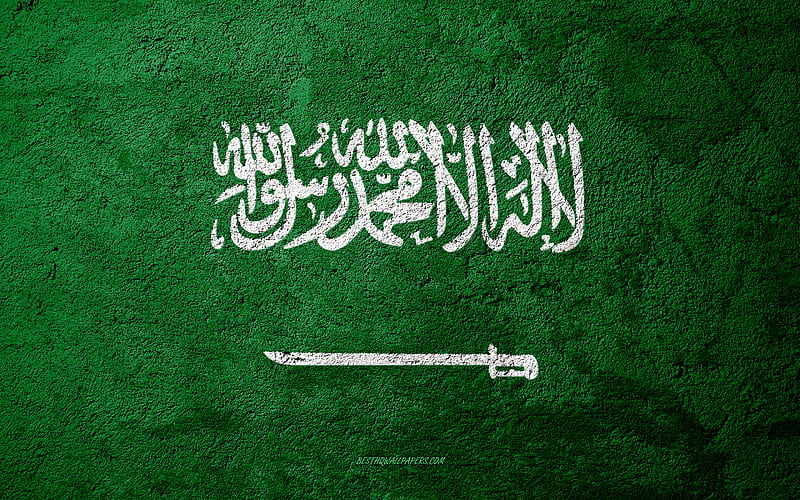 Flag of Saudi Arabia, concrete texture, stone background, Saudi Arabia flag, Asia, Saudi Arabia, flags on stone, HD wallpaper
