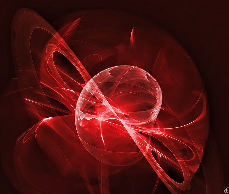 Turmoil, red, swirls, fractal lights, abstract, HD wallpaper