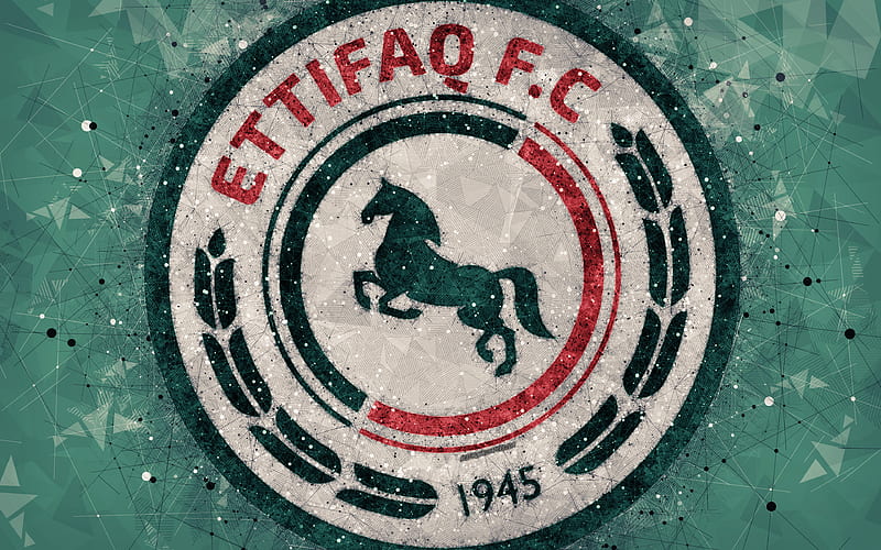Al-Ettifaq FC Saudi Football Club, creative logo, geometric art, emblem, Saudi Arabia, football, Saudi Professional League, Al-Ettifaq, green abstract background, FC Al-Ettifaq, HD wallpaper