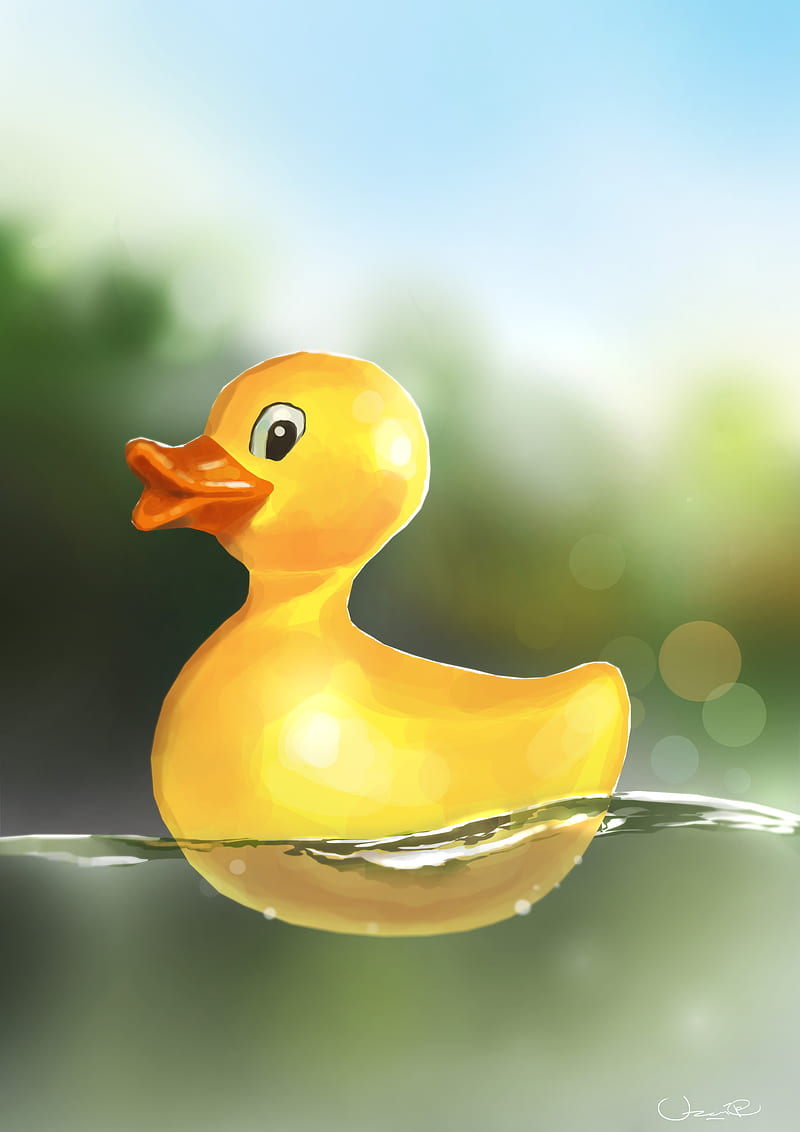 duckling, toy, water, art, HD phone wallpaper