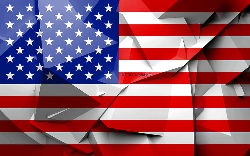 Flag of USA, geometric art, United States of America, North American countries, American flag, creative, USA, North America, USA 3D flag, national symbols, US flag, HD wallpaper