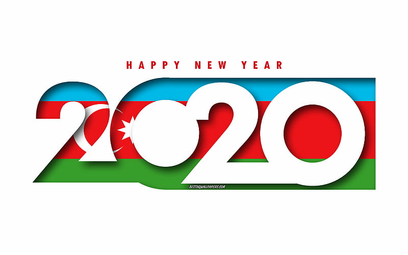 Azerbaijan 2020, Flag of Azerbaijan, white background, Happy New Year Azerbaijan, 3d art, 2020 concepts, Azerbaijan flag, 2020 New Year, 2020 Azerbaijan flag, HD wallpaper