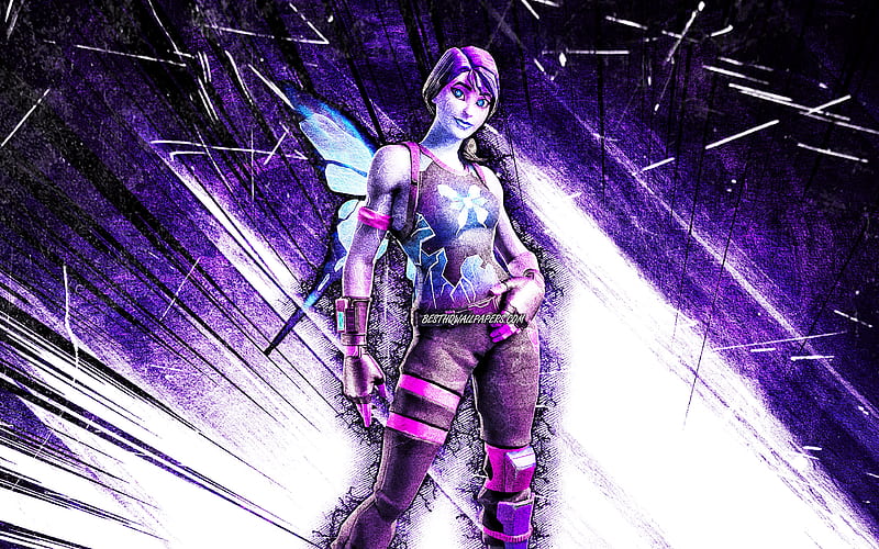 Dream, grunge art, Fortnite Battle Royale, Fortnite characters, violet abstract rays, Dream Skin, Fortnite, Dream Fortnite, HD wallpaper