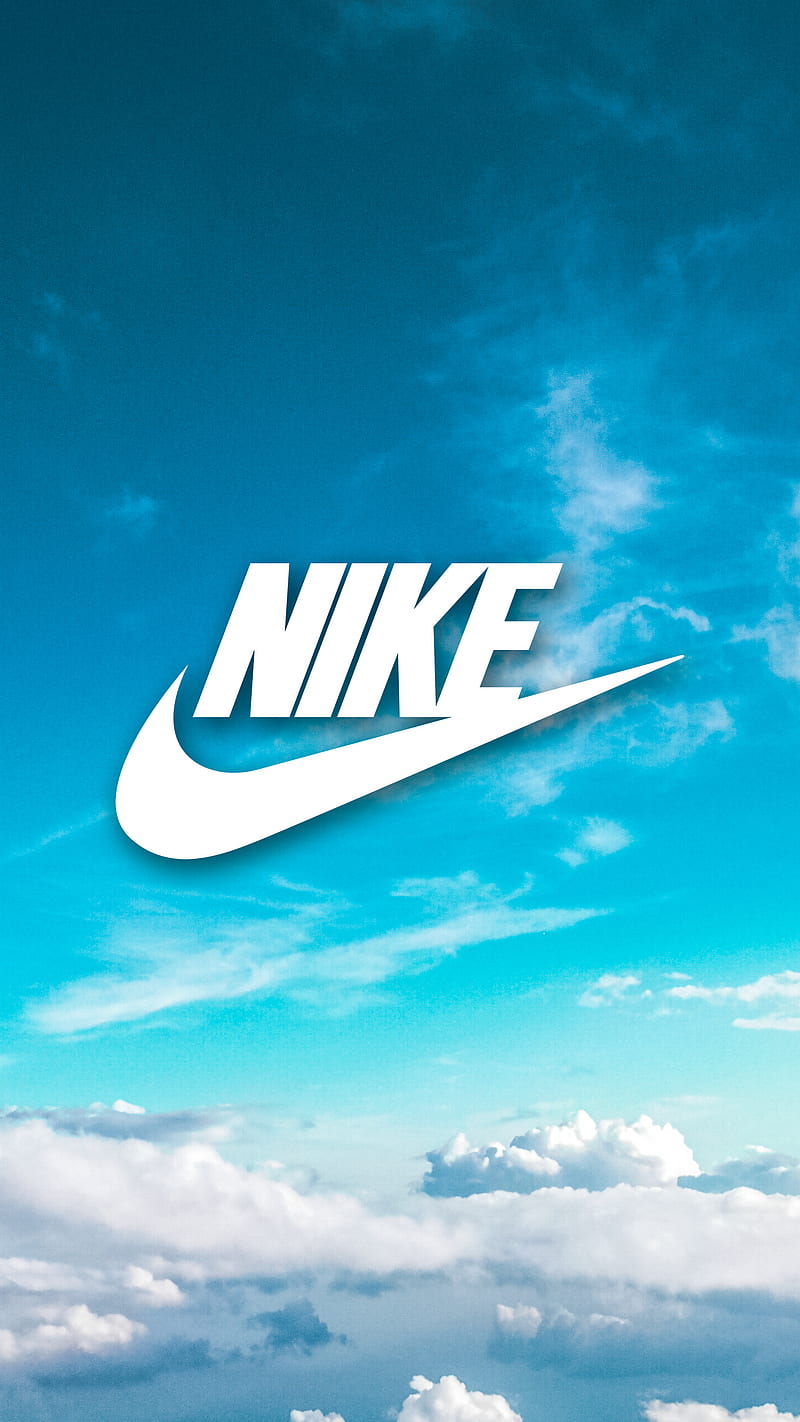 Download wallpapers 4k, Nike logo, creative, blue sky backgrounds