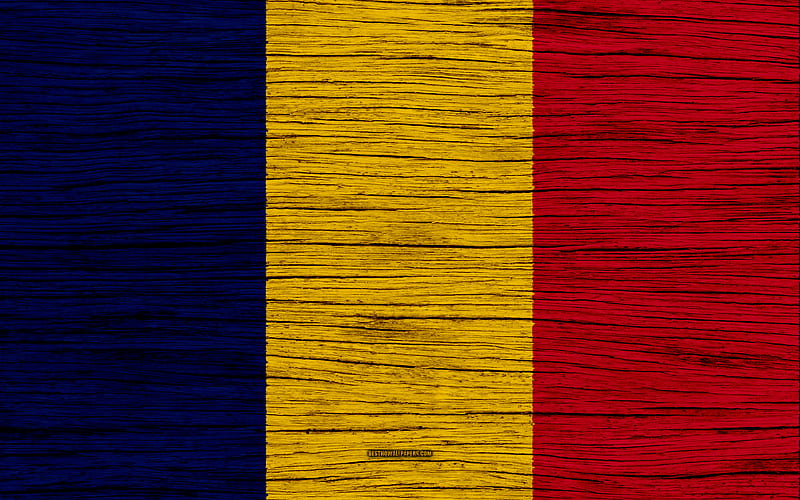 Flag of Chad Africa, wooden texture, Chad national flag, national symbols, Chad flag, art, Chad, HD wallpaper