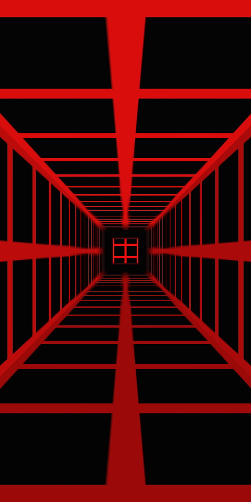 Square Tunnel 72, black, perspective, red, square tunnel, squares, HD phone wallpaper
