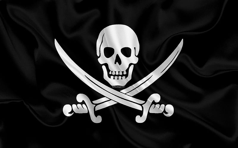 Pirate flag black flag, pirate sign, skull and sabers, pirates, Jolly Roger, HD wallpaper