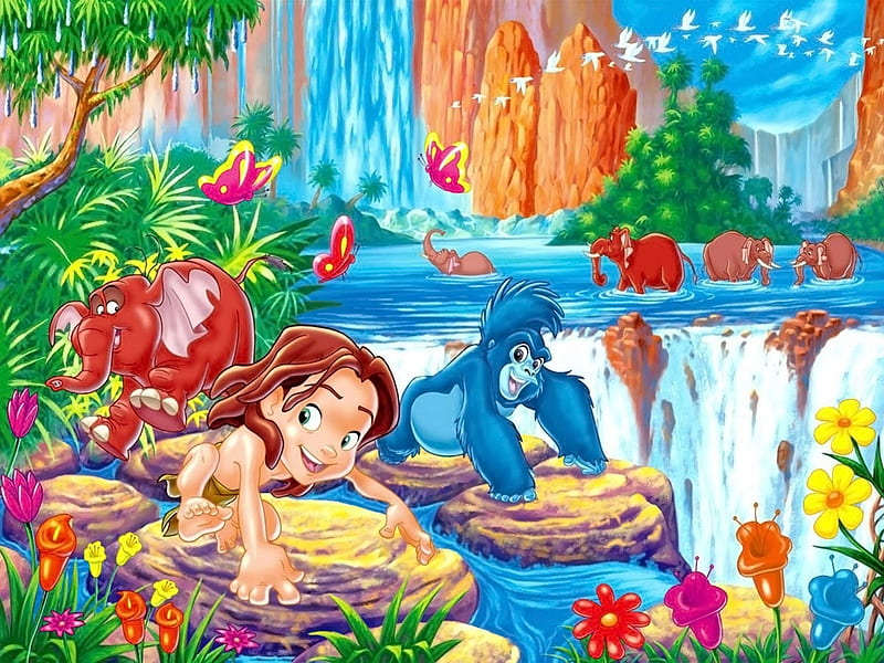 Tarzan 2, Tarzan, Disney, Gorilla, Cartoon, Elephant, HD wallpaper | Peakpx