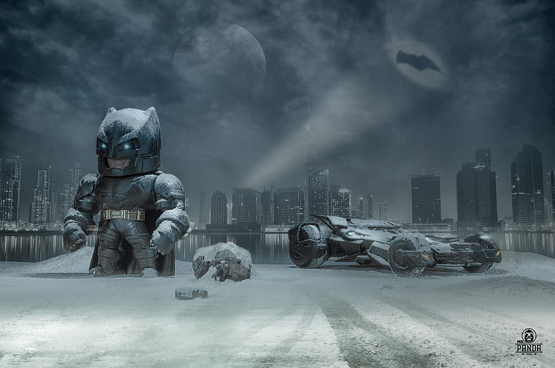 Batman Outside Gotham With Batmobile, batman, superheroes, artwork, digital-art, behance, HD wallpaper