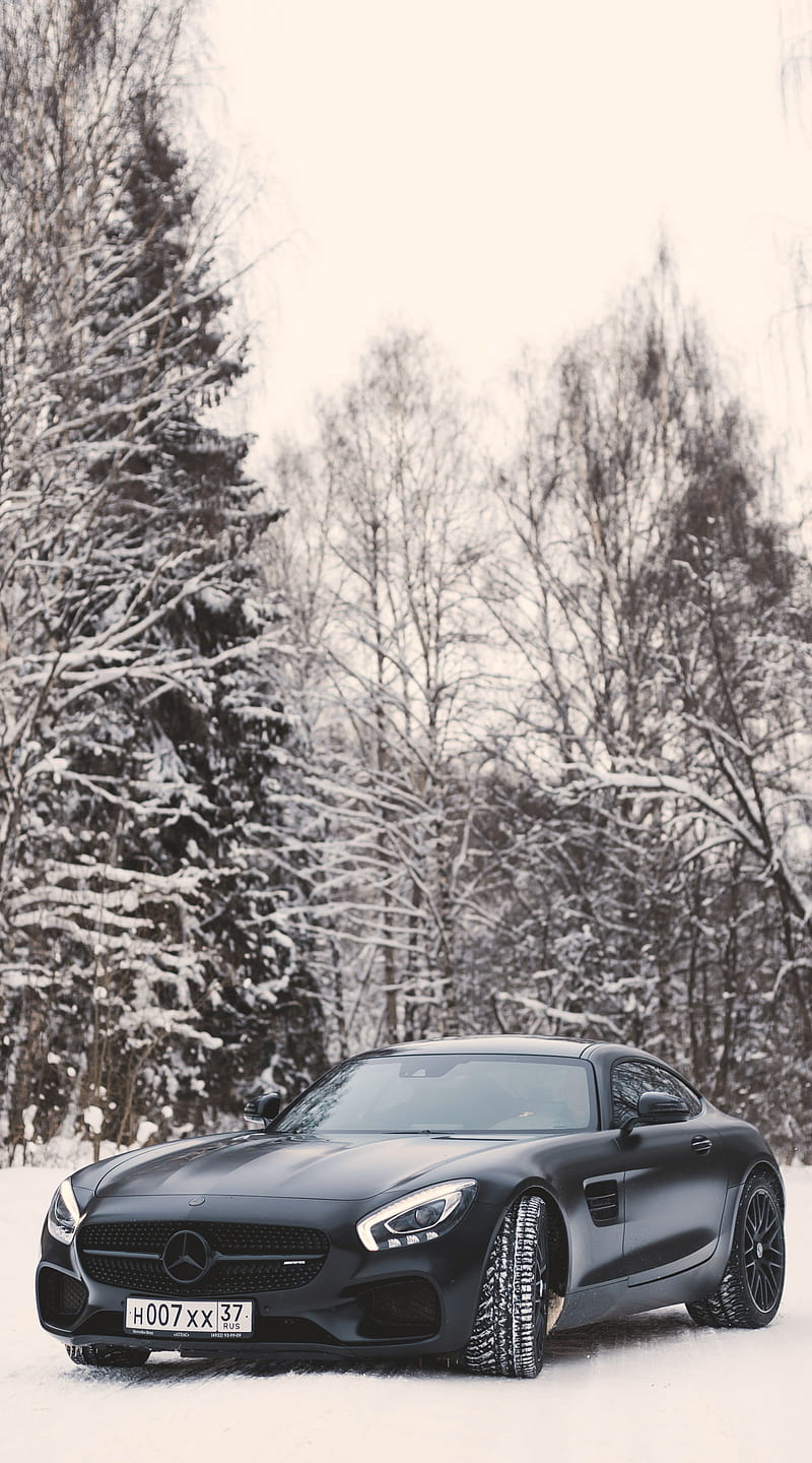 Mercedez, Tupac2x, beauty, black, black beauty, leopard, mercedes.car.awesome, snow, super, super car, tires, HD phone wallpaper