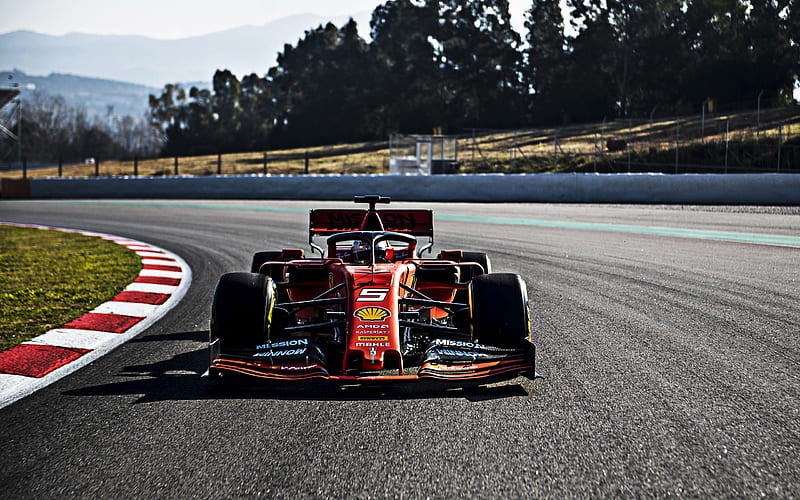 Ferrari SF90, 2019, F1 2019 season, racing track, SF90, new racing car, Formula 1, Sebastian Vettel, HD wallpaper