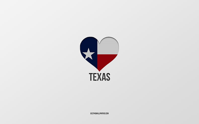 I Love Texas, American States, gray background, Texas State, USA, Texas flag heart, favorite States, Love Texas, HD wallpaper