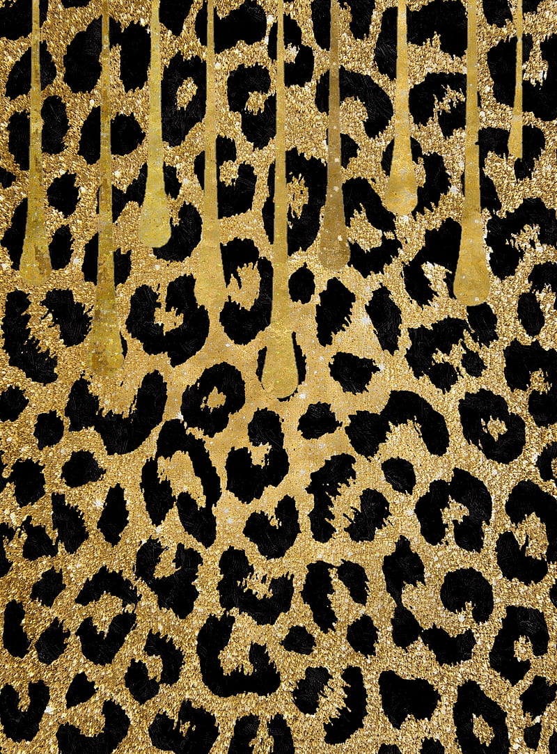 Leopard Rain, animals, drip, glitter, gold, hide, leopard print, melt,  print, HD phone wallpaper | Peakpx