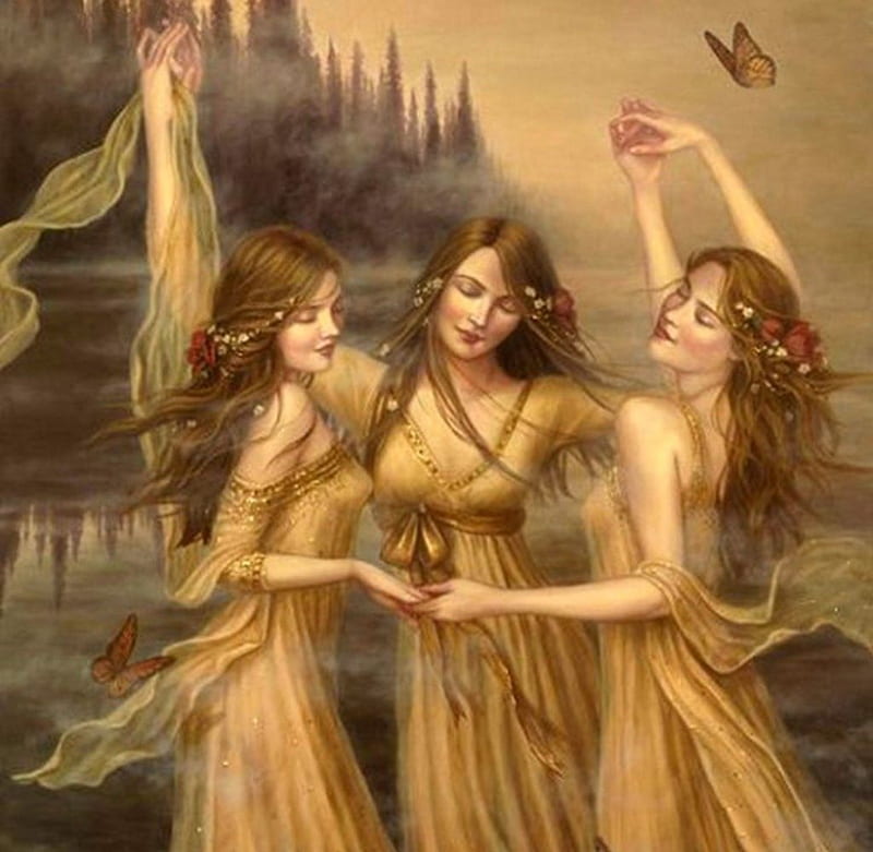 Beautiful Sisters, water, three, sisters, bonito, butterflies, dancing, HD  wallpaper | Peakpx