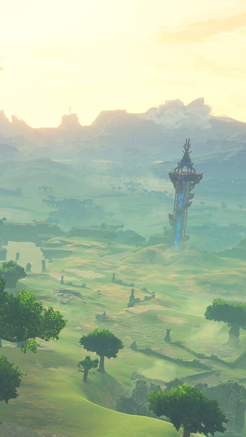 Legend of Zelda, breath of the wild, game, green, land, sky, tree, HD phone wallpaper