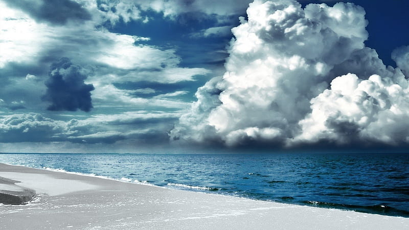 Cool Beachscape, oceans, sand, beaches, nature, white, HD wallpaper
