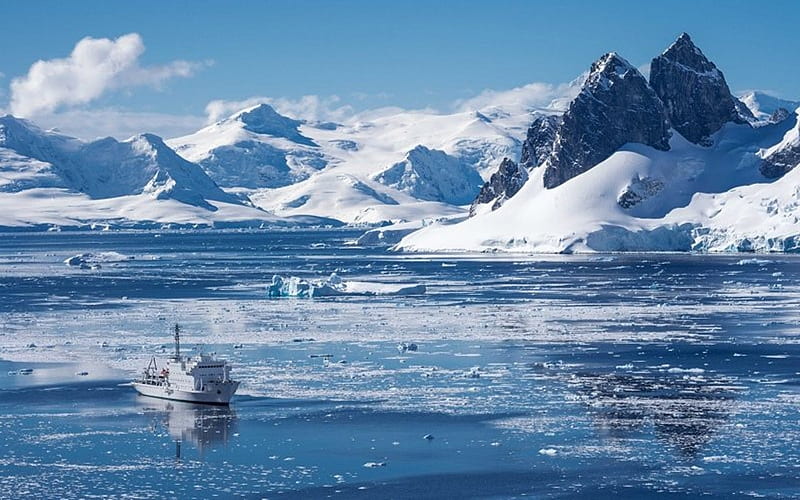 Arctic Cruise, arctic, ship, ocean, mountains, ice, HD wallpaper