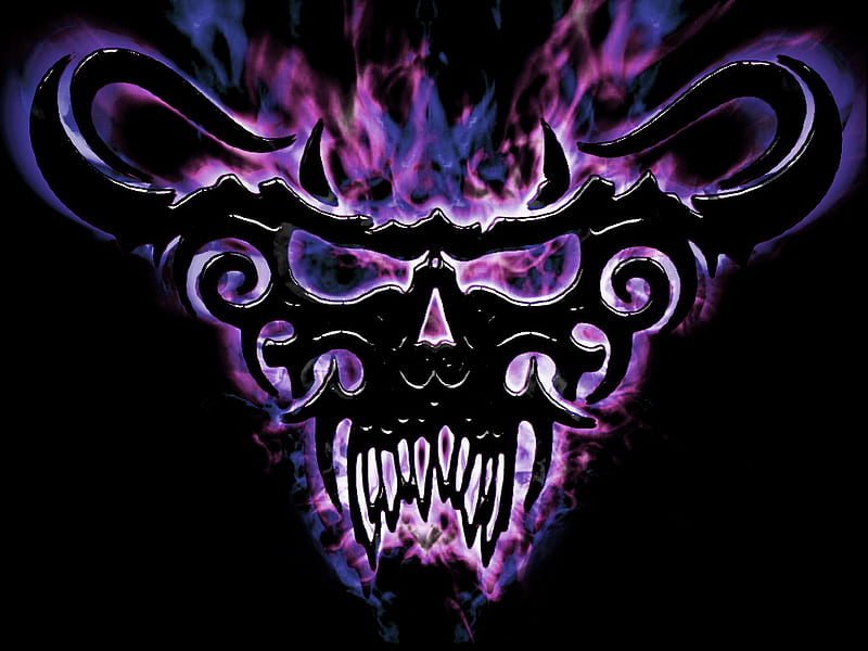 dazing tribal, dazing, tribal, purple, skull, HD wallpaper