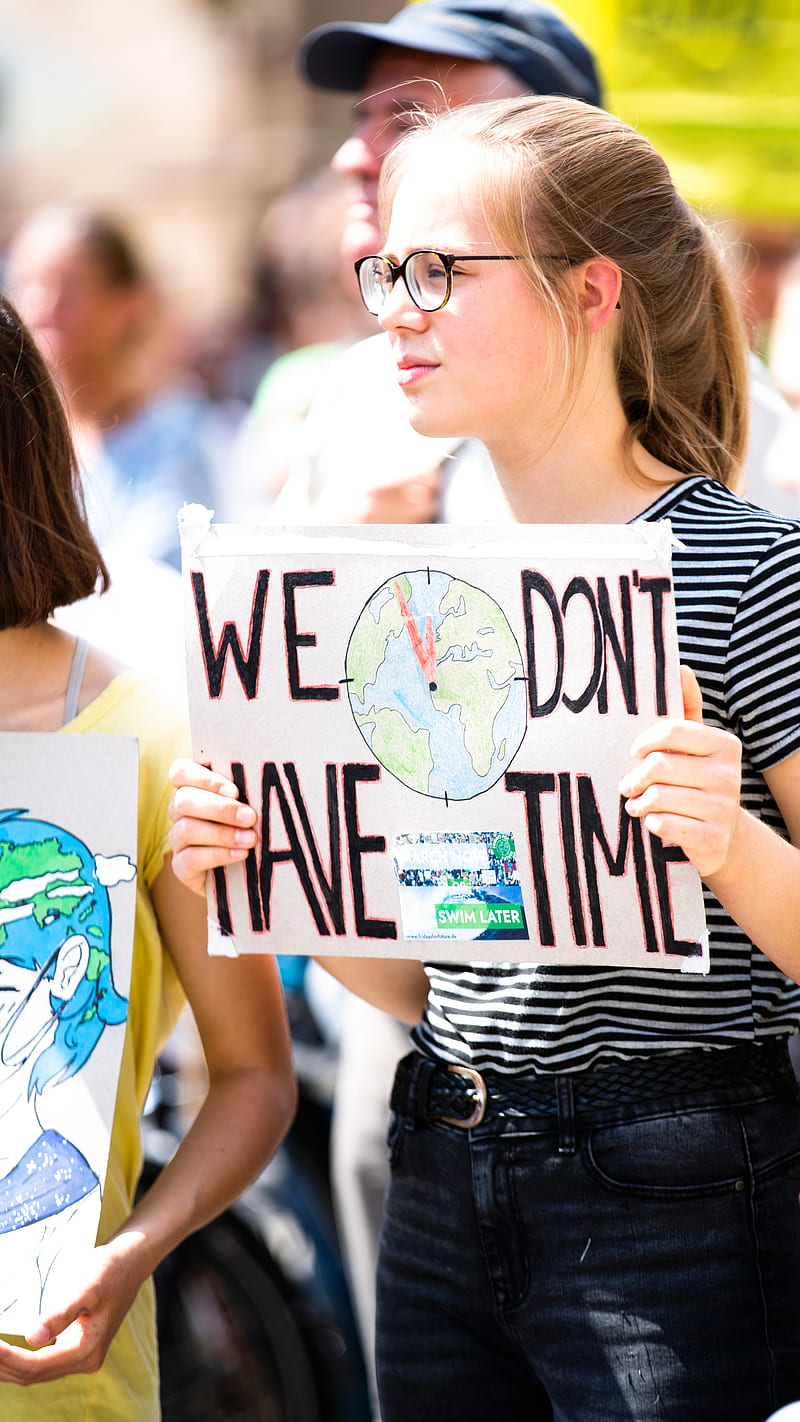 We don't have time , protest, girl, corona, save the planet, HD phone wallpaper