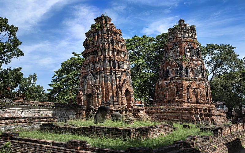 Ayutthaya, temple, ruins, Thailand, Ancient capital, attractions, interesting places, HD wallpaper