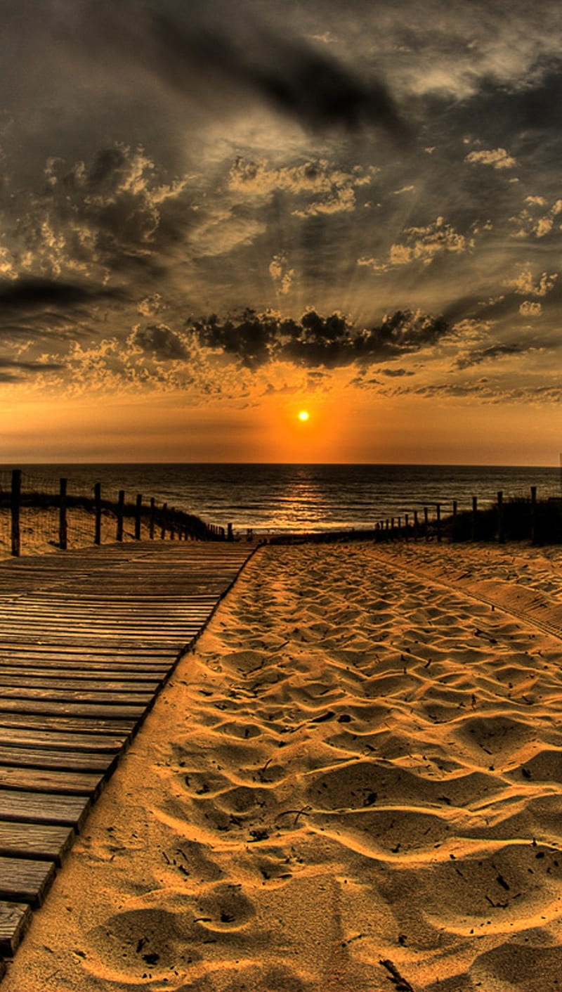 Sunset, beach, clouds, nature, road, sand, sea, sun, HD phone wallpaper |  Peakpx