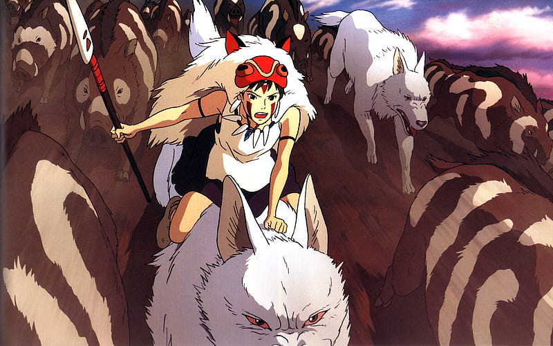 Princess Mononoke -San, action, forest spirit, wolf girl, love, animal gods, HD wallpaper