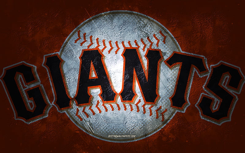 San Francisco Giants, American baseball team, orange stone background, San Francisco Giants logo, grunge art, MLB, baseball, USA, San Francisco Giants emblem, HD wallpaper