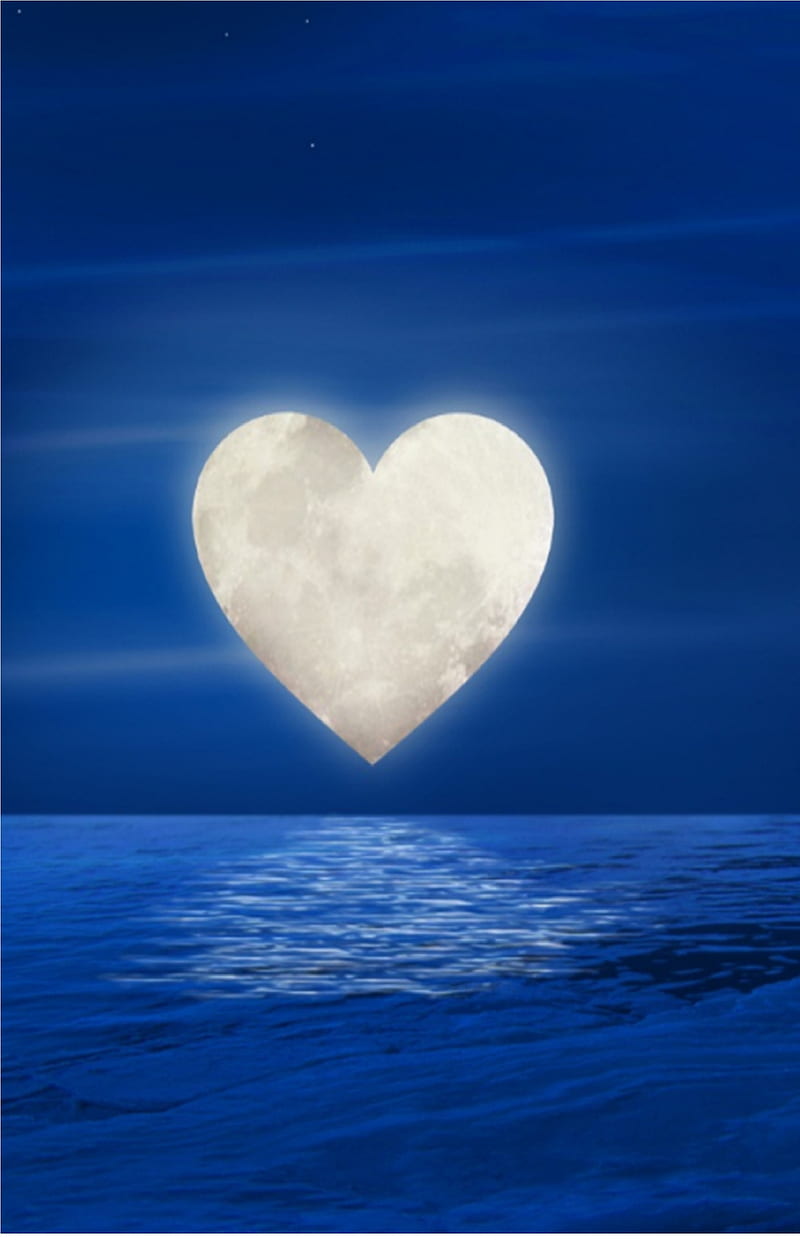 heart, love, blue, geometry, moon, night, spirit, te amo, HD phone wallpaper