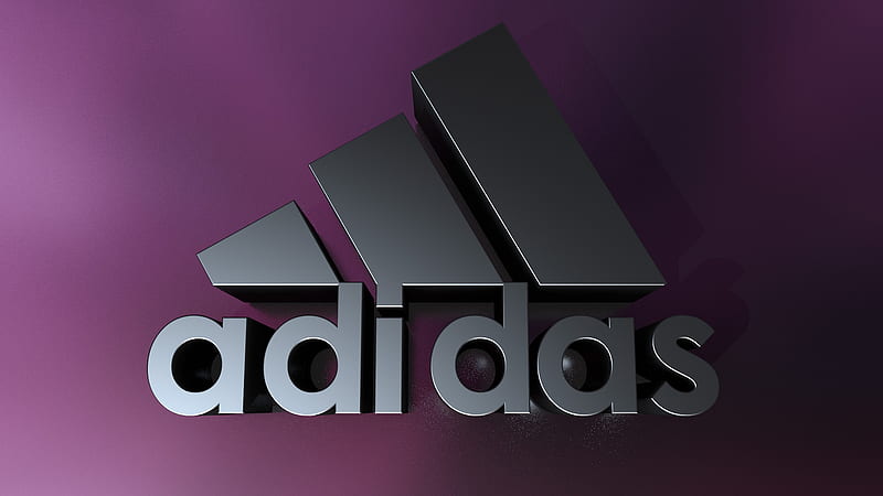 3D Adidas Black CGI Digital Art Logo In Purple Background Adidas, HD wallpaper