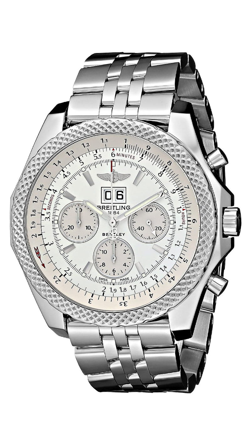 Breitling, bentley, silver, swiss automatic, watch, HD phone wallpaper