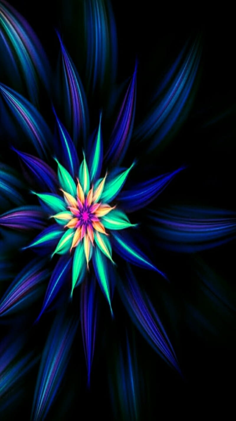 Abstract flower 1, flower, glow, neon, HD phone wallpaper | Peakpx