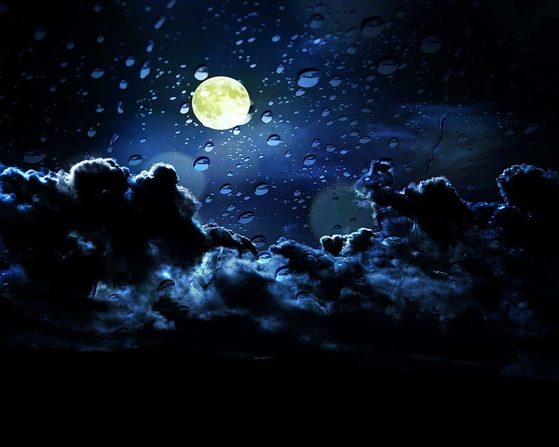 moon, abstract, clouds, nature, new, nice, night, sky, stars, HD wallpaper