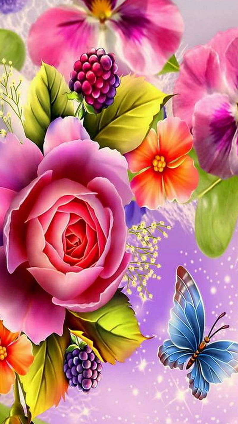 720x1280px, butterfly, colorful, flowers, HD phone wallpaper | Peakpx