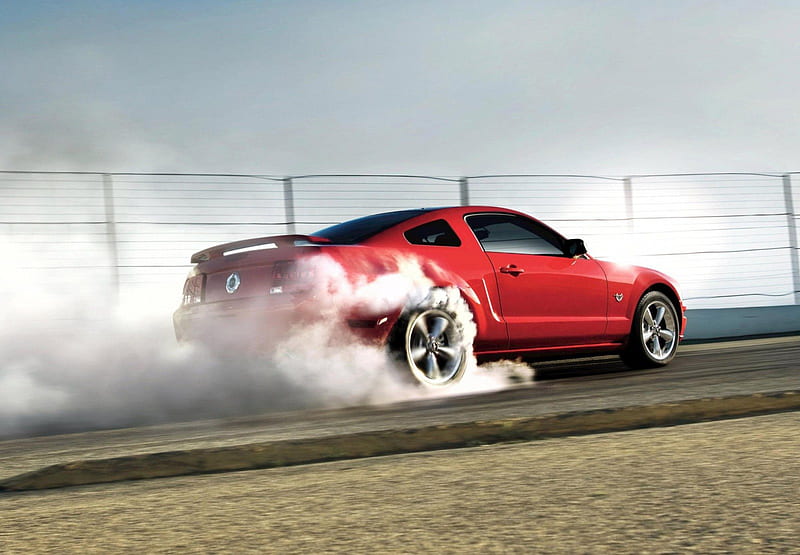 Mustang Burnout, gt, musclecar, mustanf, ford, HD wallpaper