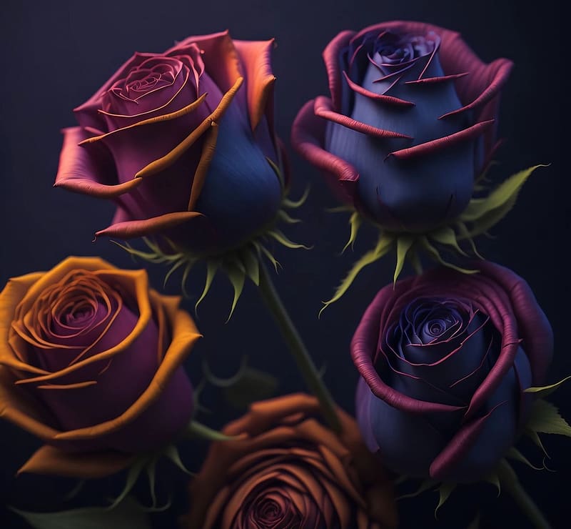 Fantasy - roses, szirmok, virag, novenyvilag, rozsak, absztrakt, HD wallpaper
