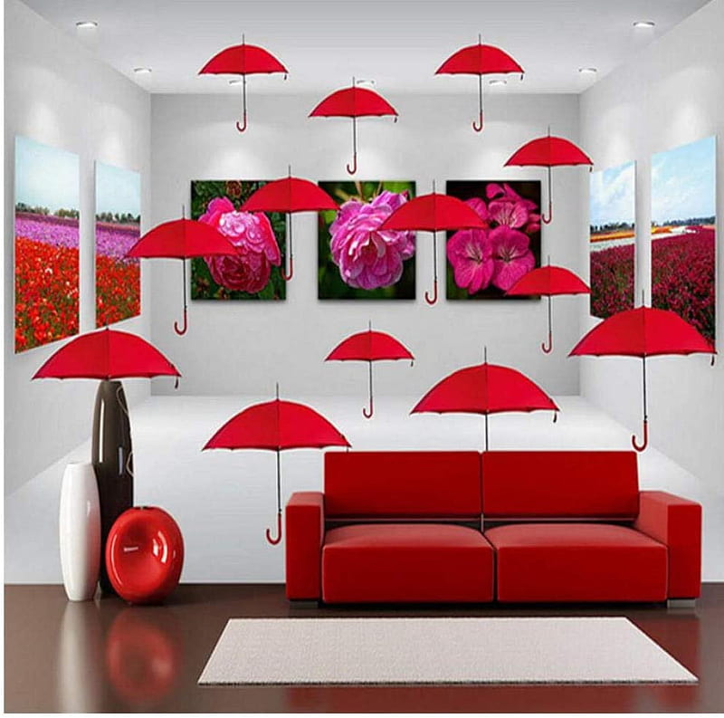 Zjxxm Custom 3D Murals Modern Red Umbrella Flowers Space 3D Backdrop Wall  for Living Room Bedroom Decor Wall Paper -200Cmx140Cm : Everything Else, HD  wallpaper | Peakpx