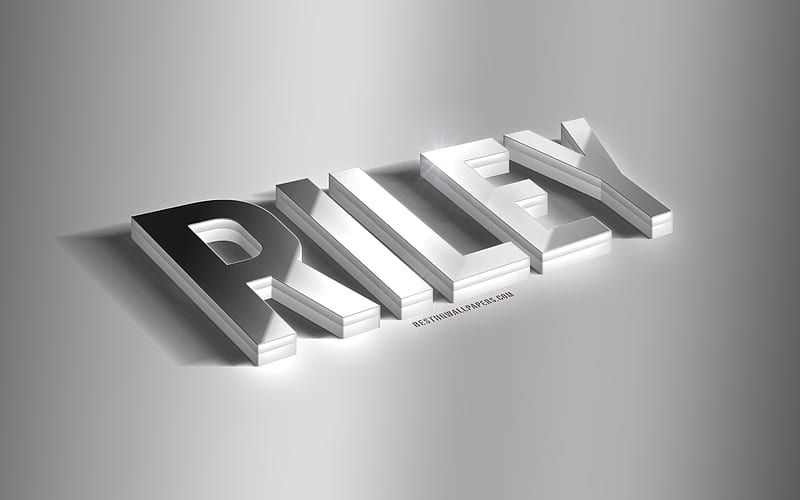 Riley, silver 3d art, gray background, with names, Riley name, Riley greeting card, 3d art, with Riley name, HD wallpaper