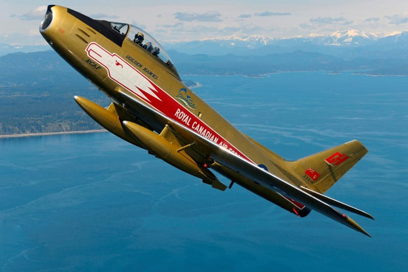 Golden Hawks Canadair Sabre, golden hawks, aerobatic team, canadair sabre, rcaf, HD wallpaper