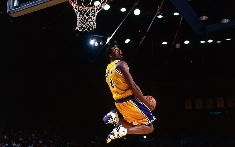 Kobe Bryant, basketball, Los Angeles Lakers, dunk, NBA, LA Lakers, basketball stars, HD wallpaper