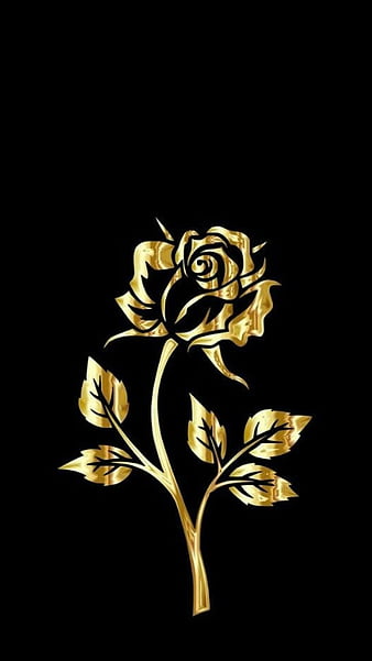 Rose, art, black, gold, lockscreen, luxury, HD phone wallpaper | Peakpx