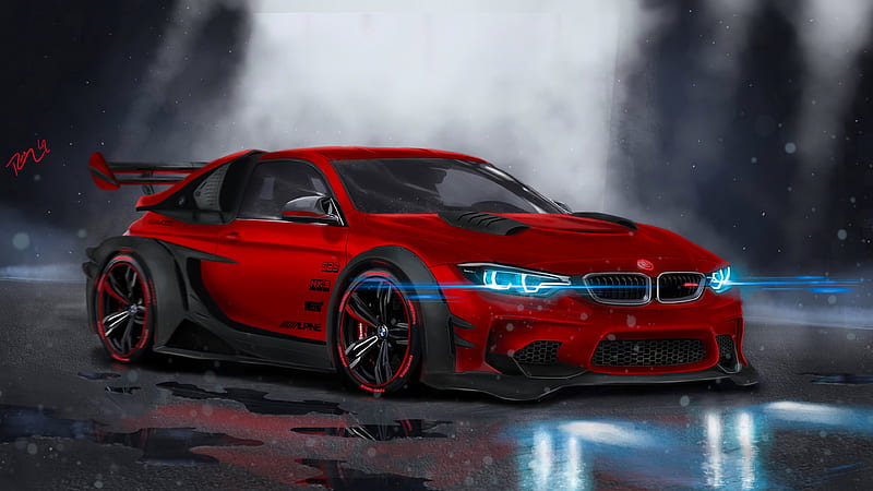 BMW M4 Highly Modified, bmw, carros, bmw-m4, modified, tuned, red, HD wallpaper