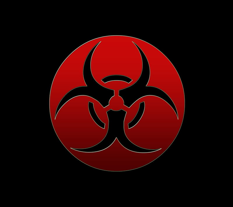 Biohazard Warning, red, red on black, sign, HD wallpaper
