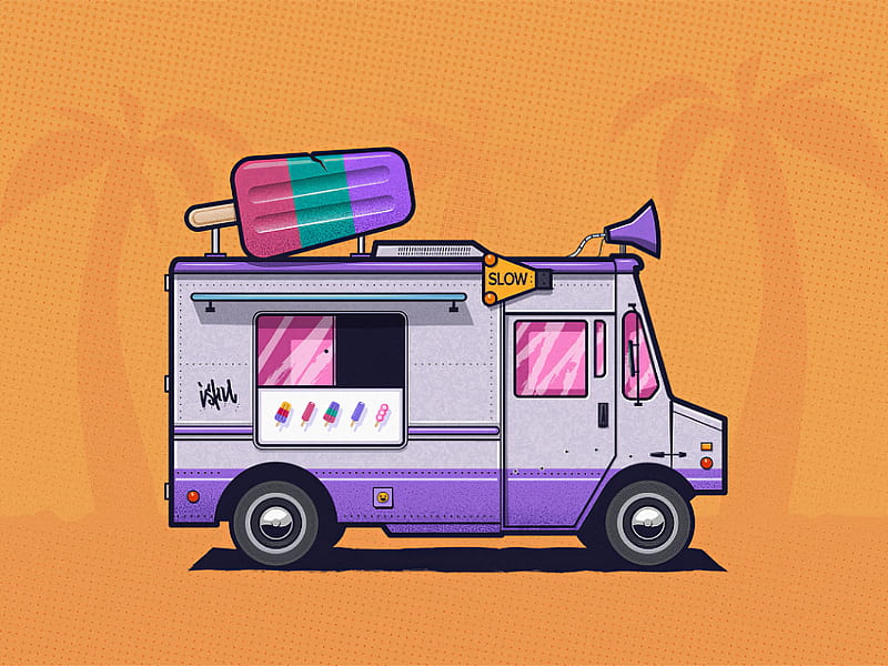 Ice Cream Truck Minimal , artist, artwork, digital-art, minimalism, minimalist, dribbble, HD wallpaper