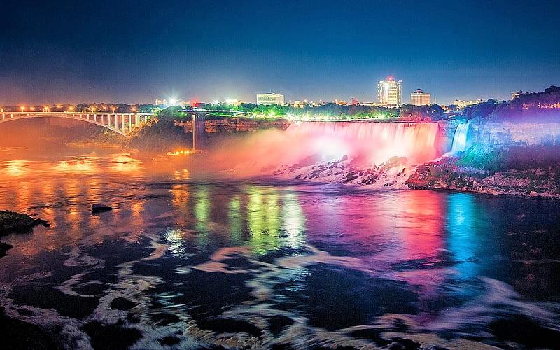 Niagara Falls at Night, pretty, Niagara Falls, Nature, Night, HD wallpaper