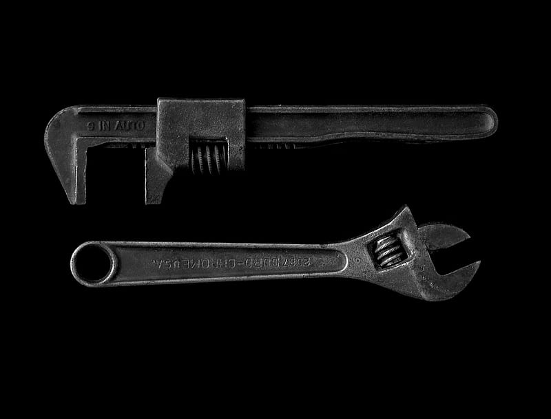 gray adjustable wrench and gray pipe wrench, HD wallpaper