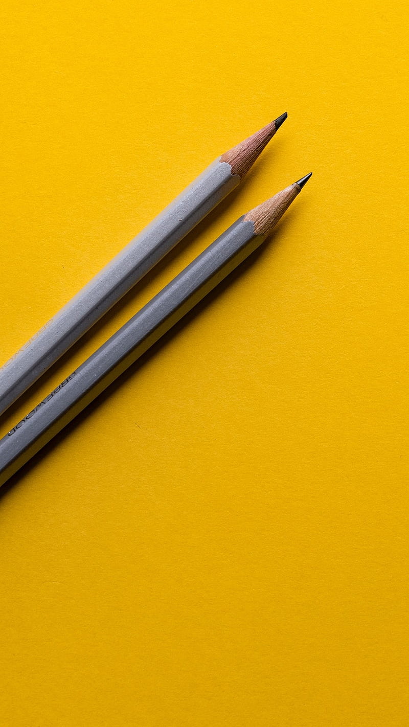 Minimalistic Pencils, pen, pencil, minimal, yellow, HD phone wallpaper