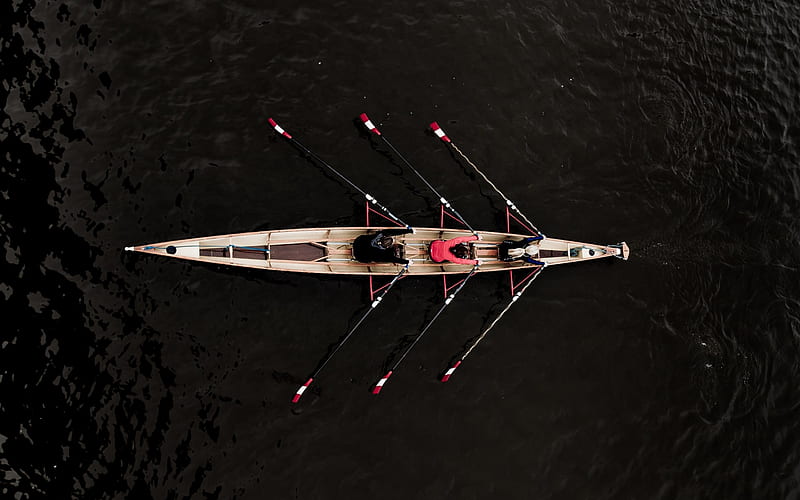 rowing, canal, river, boat, athletes, boating, HD wallpaper