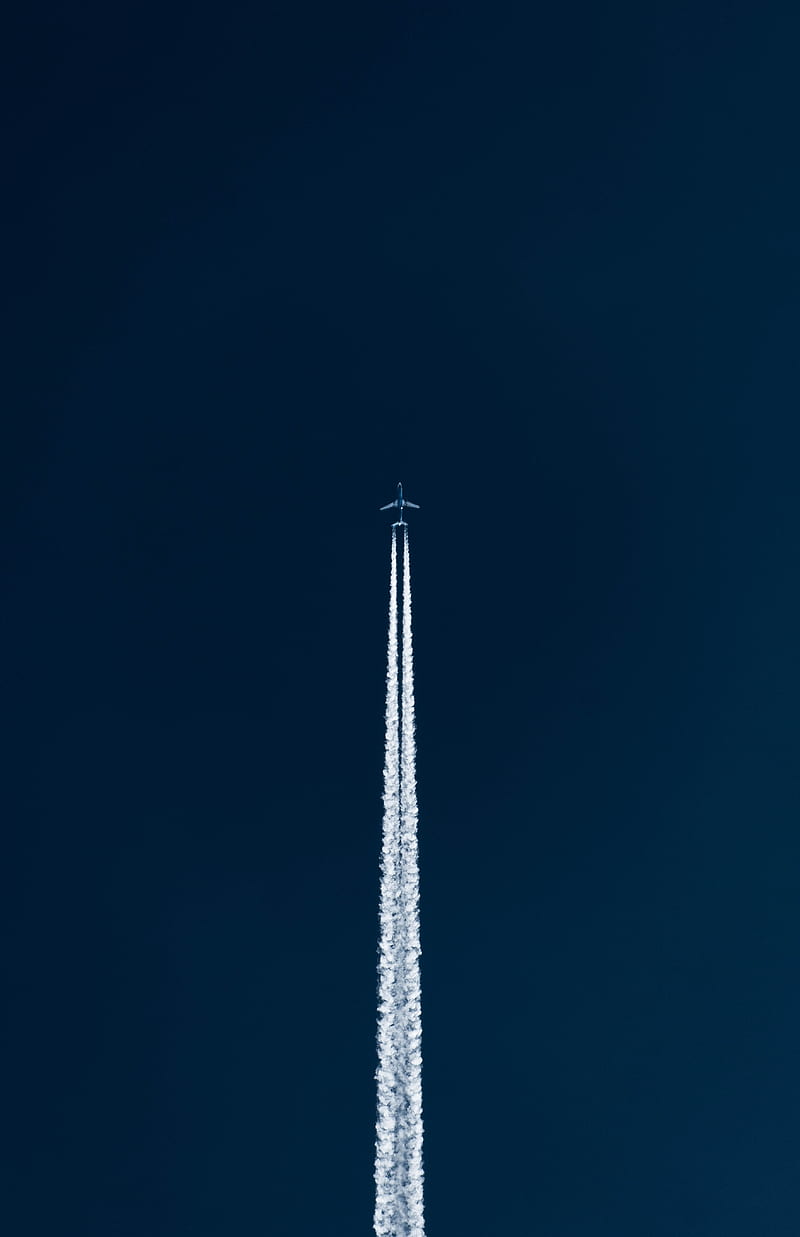 plane, flying, trail, sky, takeoff, HD phone wallpaper