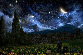 The Starry Night Wallpapers  Wallpaper Cave