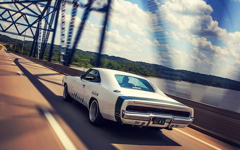 Dodge Charger, 1970 cars, retro cars, white Charger, Dodge, HD wallpaper